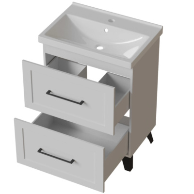 Тумба д/ванной "РИФ-60" 2 ящика  белый под рак."Fest- 60"  мебельный (Sanita Luxe)(ПВХ)