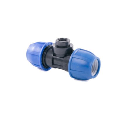 Тройник компрессионный внутр.резьба PN16 d 32x  1" для ПЭ труб, РТП