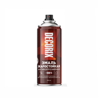 Эмаль аэрозольная жаростойкая +800°С DECORIX, 520 мл, серебристый