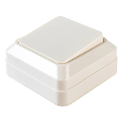 Выключатель Олимп одноклавишный бежевый наружный