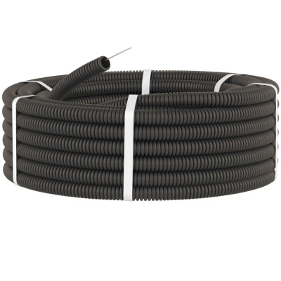 Труба гофрированная ПНД 16мм с протяжкой легкая черная 100м