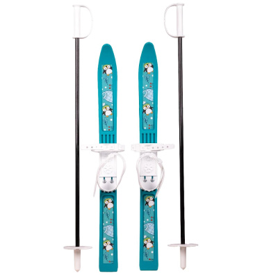 Лыжи детские Олимпик-спорт Пингвины 65/75 см с палками в сетке