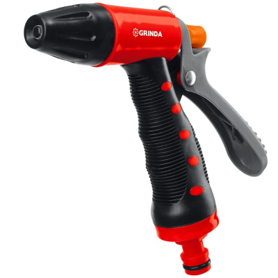 Пистолет (8-427186) GRINDA  T-R, плавная регулировка, курок сзади, пластиковый с TPR, поливочный 