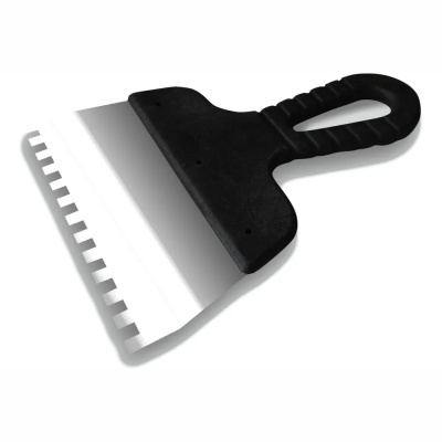 Шпатель зубчатый 150 мм, н/ж, черная ручка, зуб 6*6 мм "DECOR"