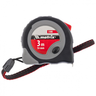 Рулетка Matrix Master, Continuous fixation 3мх16мм карманная обрезин. корпус, плавной фикс.