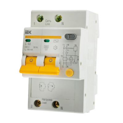 Выключатель автоматич. дифференциальный АВДТ 2п 50A 30мА АД-12 хар-ка С