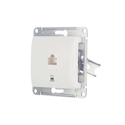Розетка компьютерная RJ45 категория 5е в рамку белая GLOSSA 