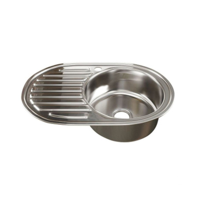 Мойка овал 50х77 (0,8) лев вып 3 1/2 MIXLINE 18см с сифоном