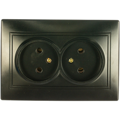 Розетка 2х2P, 16А-250В, IP20, СУ, Plano, антрацит 1-204-05  Intro 