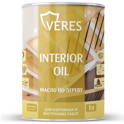 МАСЛО ПО ДЕРЕВУ "INTERIOR OIL" ДЛЯ ВНУТР. И НАРУЖНЫХ РАБОТ ПАЛИСАНДР 1 Л (1/14) "VERES"