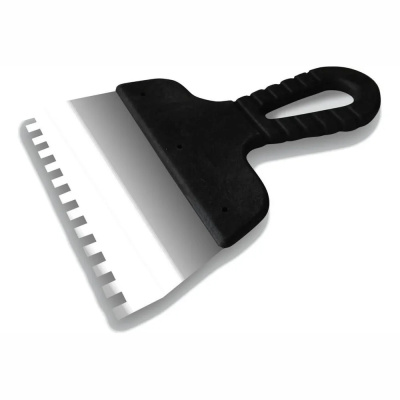 Шпатель с черной ручкой нерж.сталь 200 мм, зуб 8*8 мм   DECOR