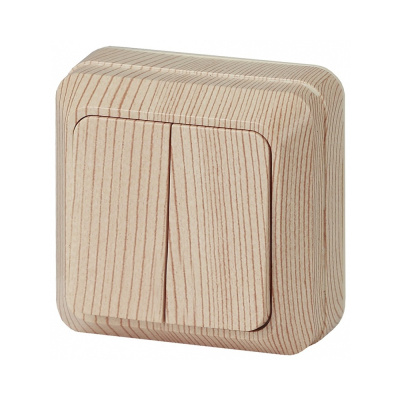 Выключатель двойной, 10А-250В, IP20, ОУ, сосна Intro Quadro 2-104-11 