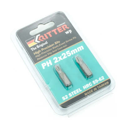 Бита Ritter WP PH 2x25 мм магнитная (сталь S2) 2шт в блистерной упаковке