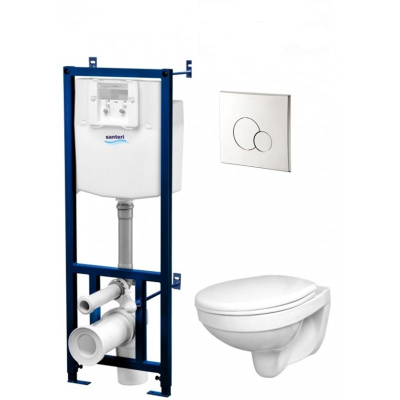 Унитаз подвес. с сиденьем полипр, инсталляция, панель хром. глянец Воротынск ПЭК Альфа Комфорт