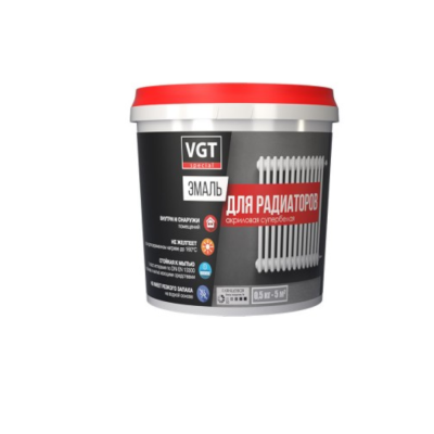 Эмаль ВД-АК-1179 Акриловая для радиаторов "Профи" супербелая полуглянц. 0,5кг (1/6) "ВГТ"