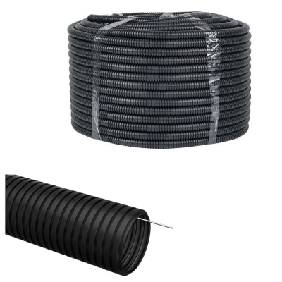 Труба гофрированная ПНД 25мм с протяжкой черная (50м)