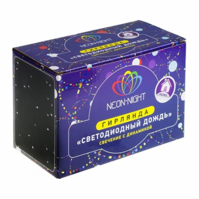 Гирлянда Светодиодный Дождь 1,5х1,5м, свечение с динамикой, прозрачный провод, 230 В, диоды СИНИЕ