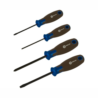 Набор отверток КОБАЛЬТ POLYWOOD, CR-V, древесно-полимерная рукоятки (4 шт.) подвес