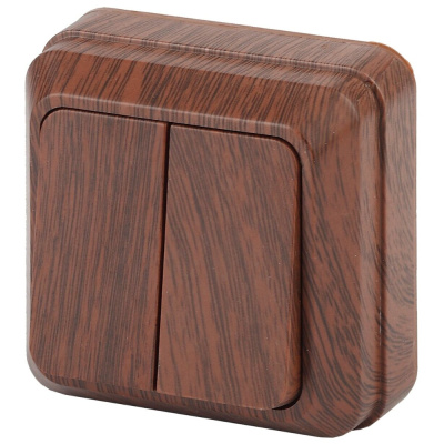 Выключатель двойной, 10А-250В, IP20, ОУ, венге Intro Quadro 2-104-10 