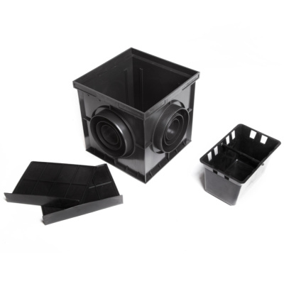 Дождеприемник пластиковый (2 перегородки + корзина для мусора) 300*300*297 B125 (4330V)