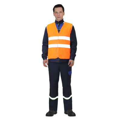 Жилет сигнальный SIRIUS кл.2, 2 СОП (трик.120 гр/м2, карманы) оранжевый р. 96-100 (L)