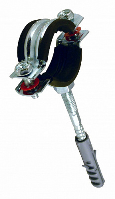 Хомут металлорезиновый с дюбелем и шурупом 3/4" (26-30мм) CTM 