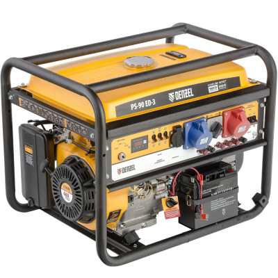 Генератор бензиновый PS 90 ED-3, 9,0кВт, переключение режима 230В/400В, 25л, электростартер// Denzel