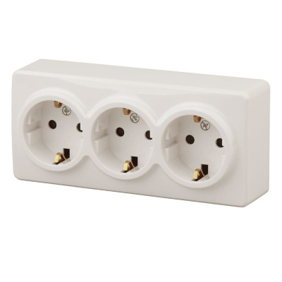 Розетка ЭРА 3х2P+E Schuko, 16A-250В, IP20, ОУ, Эра Эксперт, белый, 11-2208-01 (1/6)  Розетка ЭРА 3х2P+E Schuko, 16A-250В, IP20, ОУ, Эра Эксперт, белый, 11-2208-01 (1/6)