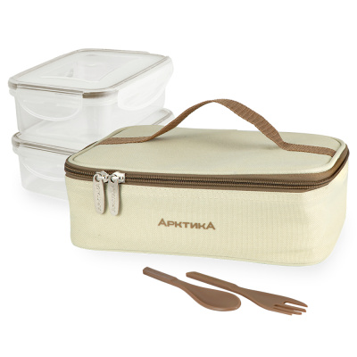 Ланч-сумка с контейнерами и приборами, тм «Арктика», 2 л, арт. 020-2000-2-BG (бежевая)