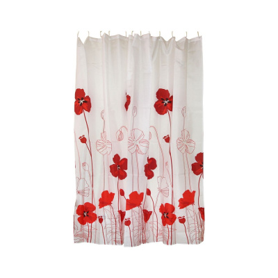 Штора д/ванной упрочн. "Маки", 12 колец, 180*180см, п/э, арт.311955, Рыжий Кот