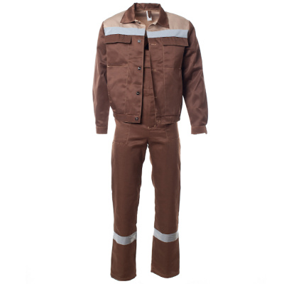 Костюм "ОПТИМАЛ"с СОП летний куртка, п/к коричневый+беж (48-50)96-100/170-176