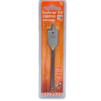 Сверло Bohrer перовое по дереву 22х152 мм (в блистере)(300/75/1)