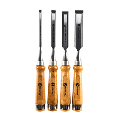 Набор стамесок КОБАЛЬТ плоских: 6, 12, 18, 24 х 140 мм, CR-V, деревянная рукоятка (4 шт.) блистер