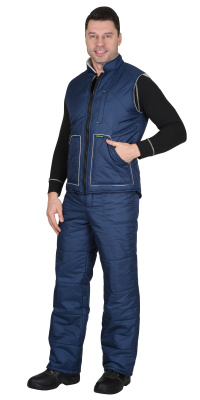 Жилет "Европа" р.104-108 удлиненный (на подкладке флис серый, св.серый) синий