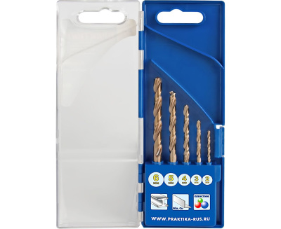 Набор сверл по металлу ПРАКТИКА "Профи", 5шт., 2,3,4,5,6мм, ПРО кассета