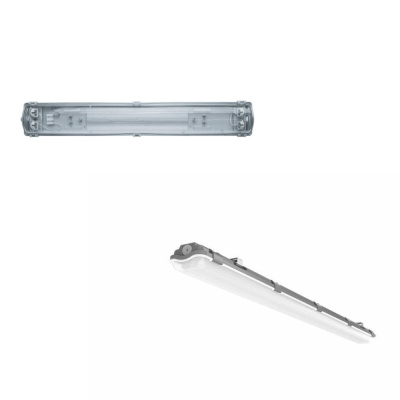 Светильник Woltа корпус под св/д лампы IP65 прозр. 2xT8 G13 (ЛСП2х36W) 1266x96x58 1200 (ДСП,ССП)