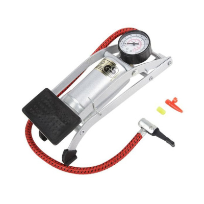 Насос ножной BOX с манометром  55х100 стальной корпус серебристый
