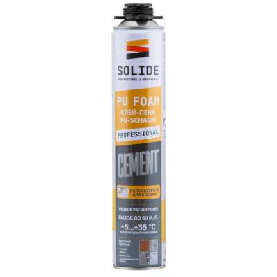 Клей-пена полиуретановая професс. SOLIDE Cement (850 мл)