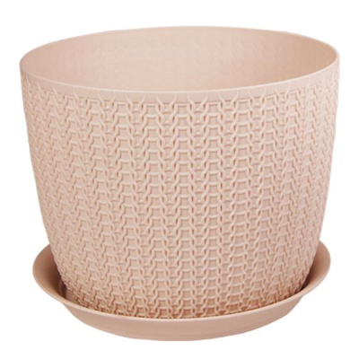 Кашпо ВЯЗАНИЕ D-155х120мм 1,9л. с поддоном (Чайная роза)