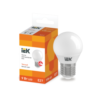 Лампа светодиодная LED 9вт Е27 тепло-белый матовый шар ECO