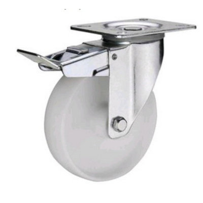 Колесо нейлоновое поворот с тормозом, 160мм