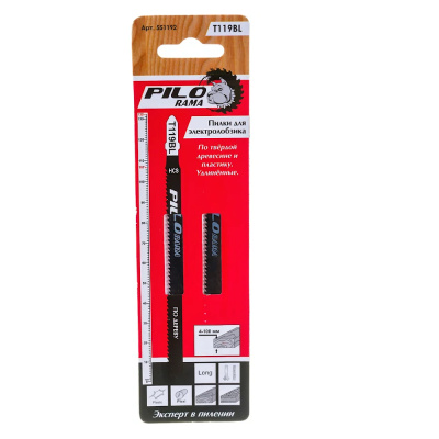 Пилки для лобзика 132х107 мм 12з/д(древсес.,фанера,ДСП,пласт h=4-100мм) прод.и попер.распил. T119BL 