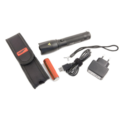 Фонарь ЯРКИЙ ЛУЧ F20 "Falcon" CREE XP-L HI 800лм, 3 режима, аккум. 18650, ЗУ и чехол в компл.							