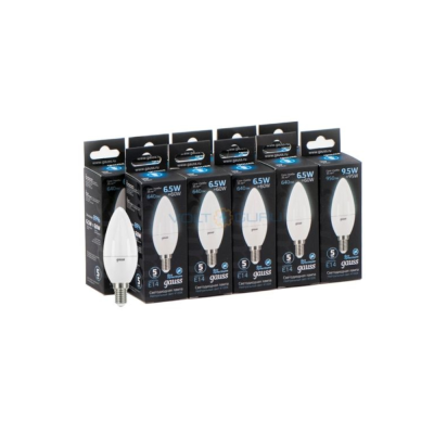 Лампа светодиодная LED 6.5вт 230в Е14 белый матовый свеча  Gauss