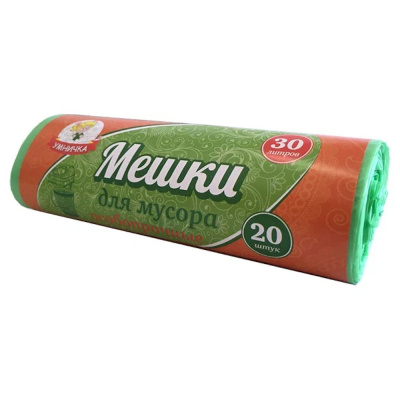 Пакеты для мусора 30л 20шт 8мкм особопроч.Умничка