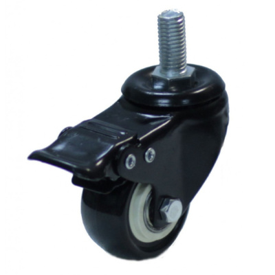 Колесо черн. рез.  поворот. с тормоз.(металл)  75мм