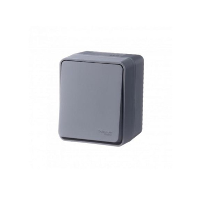 Выключатель одноклавишный IP54 10 АХ, АНТРАЦИТ, Россия AtlasDesign Profi54 