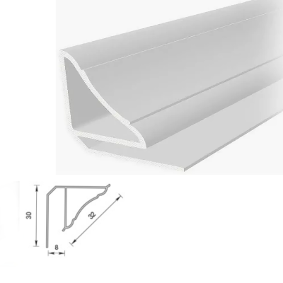 Плинтус потолочный для панелей 8мм 3,0м "Идеал Ламини" Белый глянцевый / 001-G