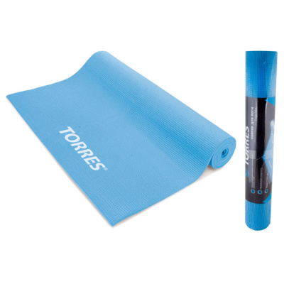 Коврик для йоги "TORRES" арт.YL10013, PVC 3 мм, нескользящее покрытие, голубой
