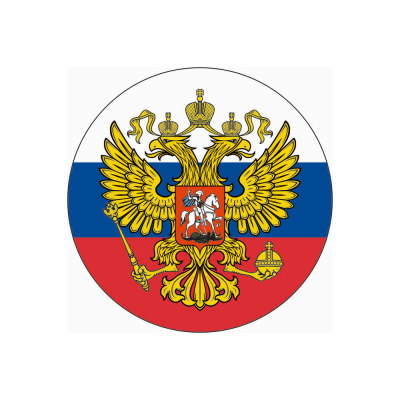 Значок световозвращающий 56 мм ГЕРБ РФ НА ФЛАГЕ